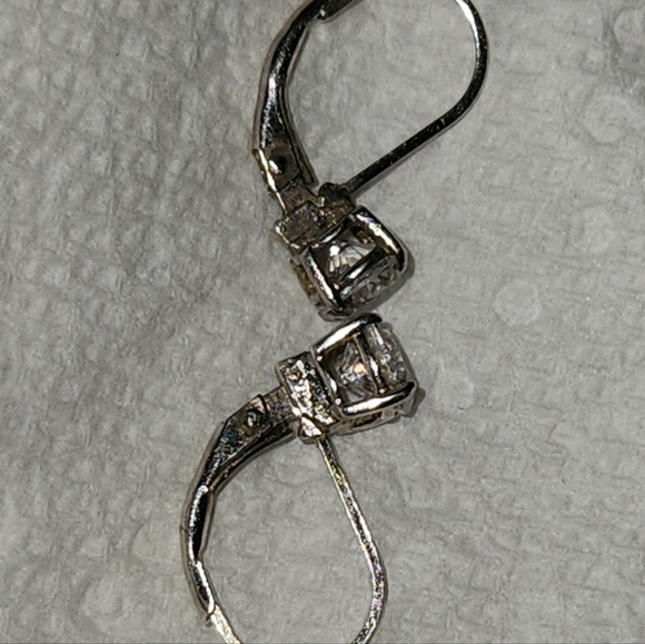 Sterling and Faceted 'Stone" Hinged Earrings - Picture 3 of 6